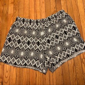 Printed Black and White Shorts
